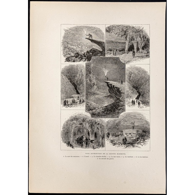 Gravure de 1880 - Mammoth Cave dans le Kentucky - 1