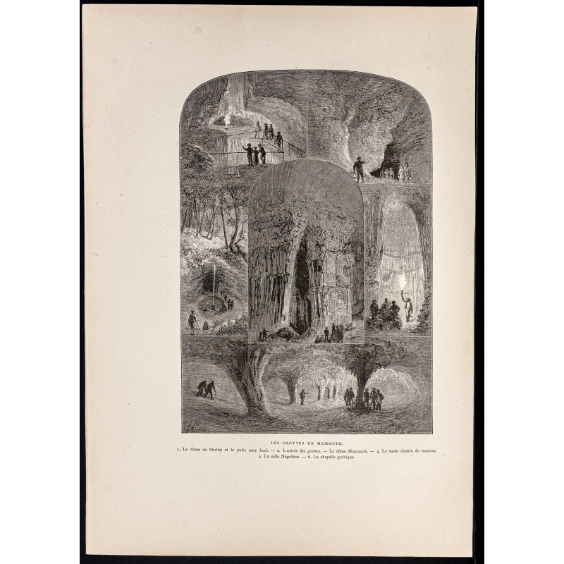 Gravure de 1880 - Mammoth Cave dans le Kentucky - 1