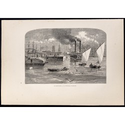 Gravure de 1880 - Mississippi à la Nouvelle Orléans - 1