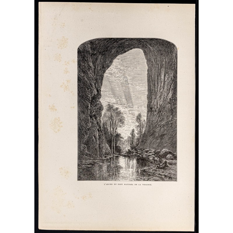 Gravure de 1880 - Natural Bridge en Virginie - 1