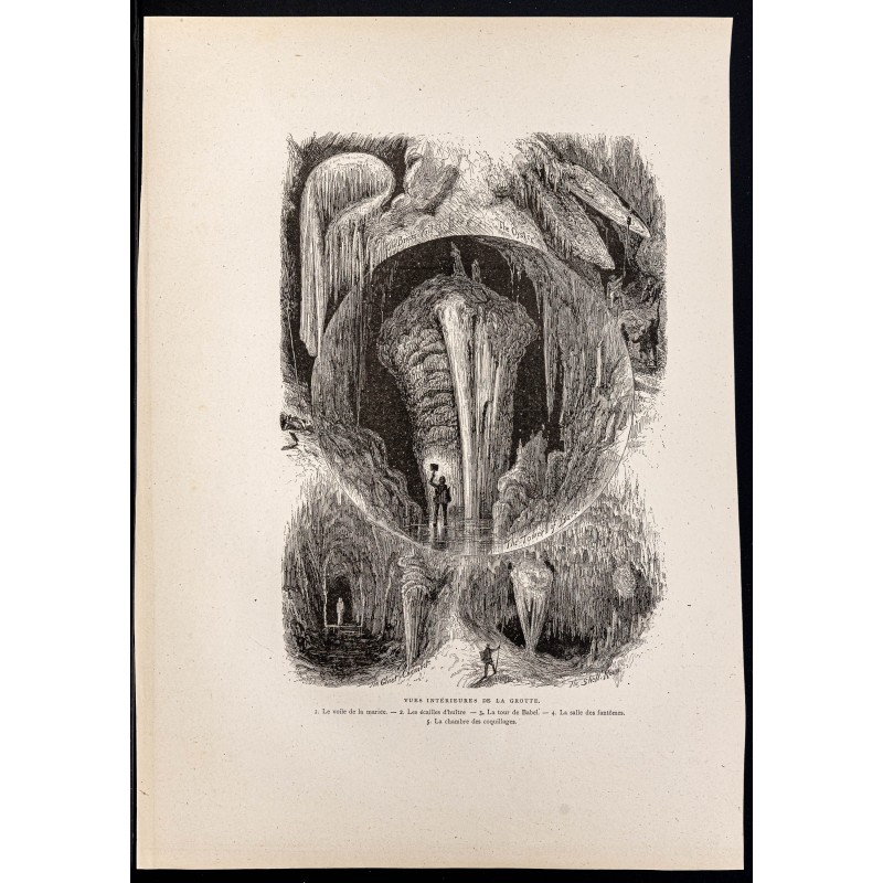 Gravure de 1880 - Grand Caverns à Shenandoah - 1