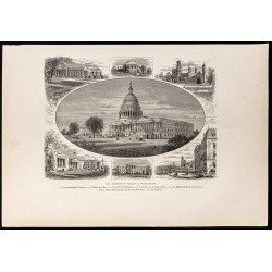 Gravure de 1880 - Les monuments de Washington - 1