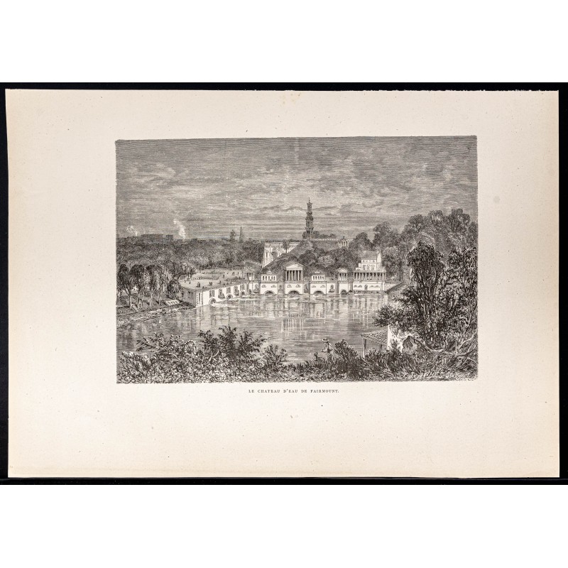 Gravure de 1880 - Fairmount à Philadelphie - 1