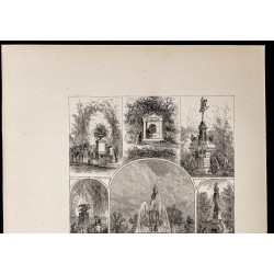 Gravure de 1880 - Fontaines de Philadelphie - 2