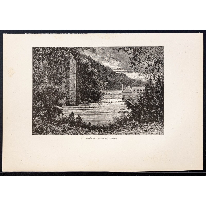 Gravure de 1880 - Rivière Passaic - 1