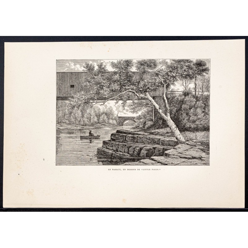 Gravure de 1880 - La rivière Passaic - 1