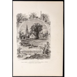 Gravure de 1880 - Faubourgs de Boston - 1