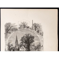 Gravure de 1880 - Faubourgs de Boston - 2