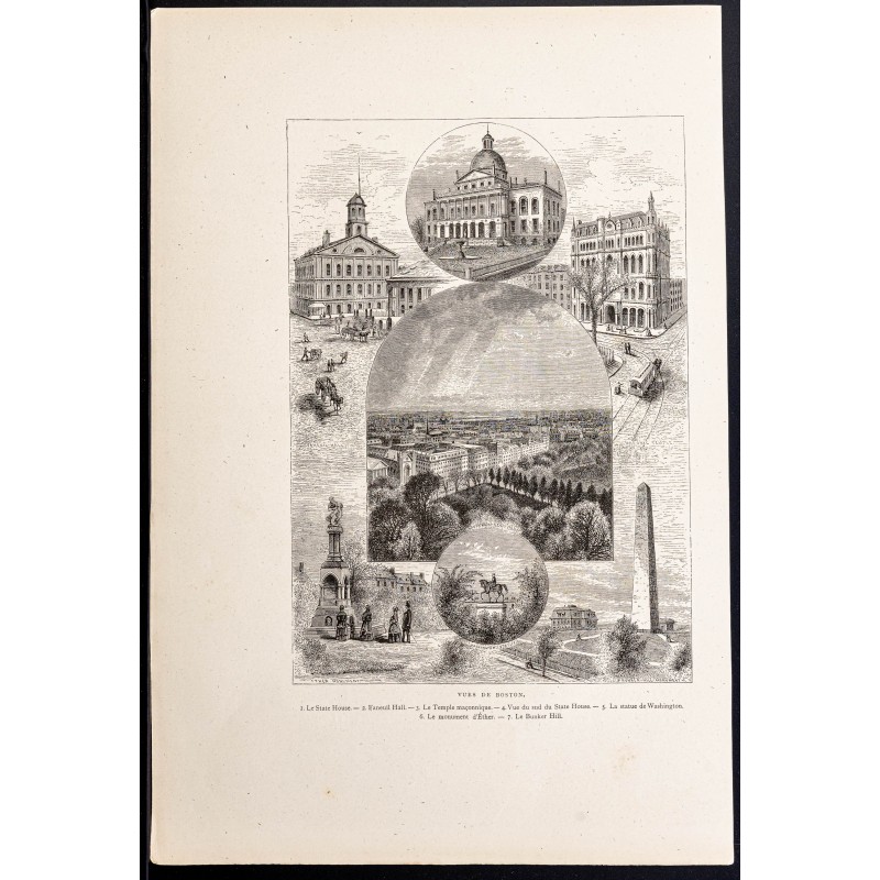 Gravure de 1880 - Boston dans le Massachusetts - 1