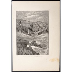 Gravure de 1880 - Spouting Cave à Newport - 1