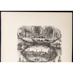 Gravure de 1880 - Central Park à New York - 2