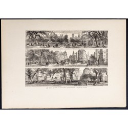Gravure de 1880 - Squares de New York - 1