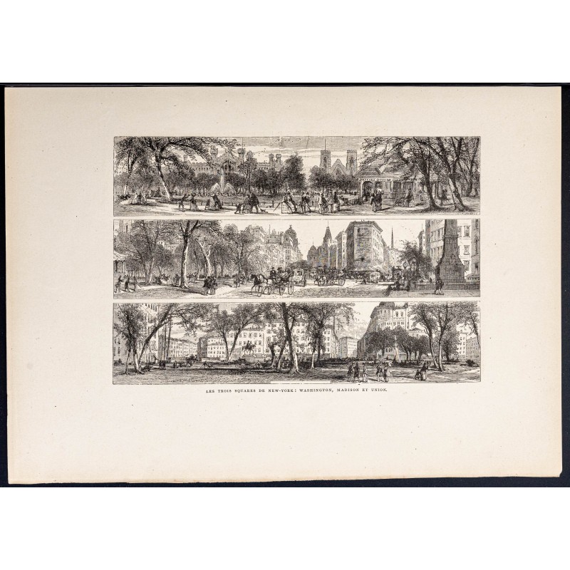 Gravure de 1880 - Squares de New York - 1