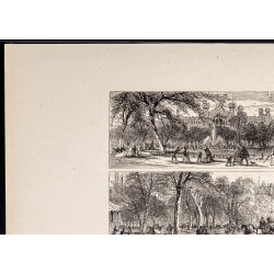 Gravure de 1880 - Squares de New York - 2