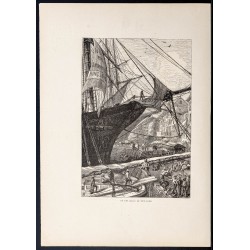 Gravure de 1880 - Quais de New-York - 1