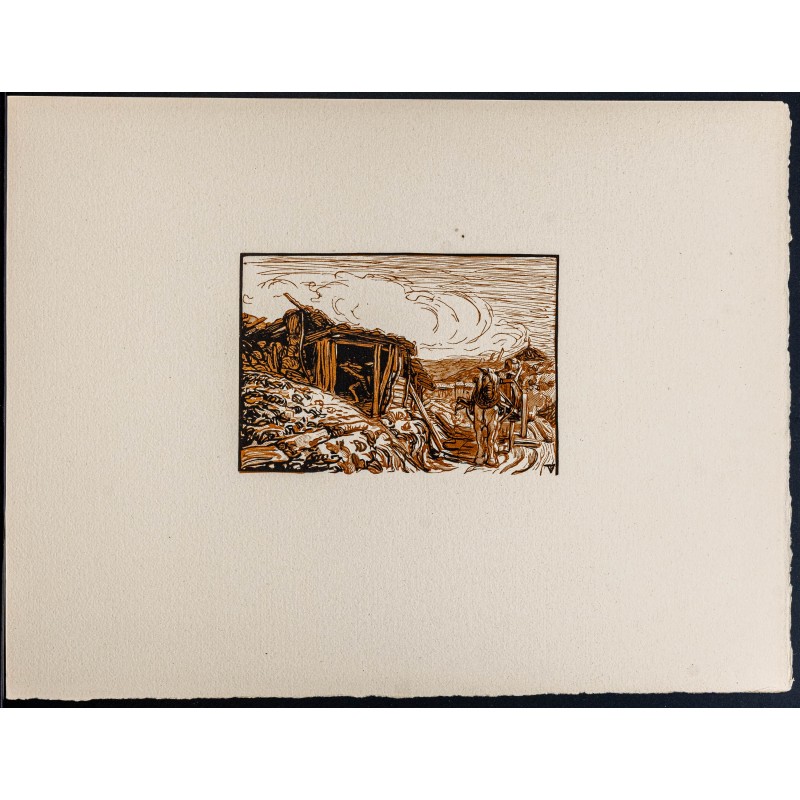 Gravure de 1916 - Cabane de glaisier - 1