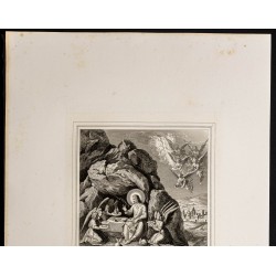 Gravure de 1853 - Jésus servi par les anges - 3