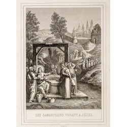 Gravure de 1853 - Les samaritains venant à Jésus - 2