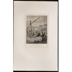 Gravure de 1853 - La pêche miraculeuse - 1