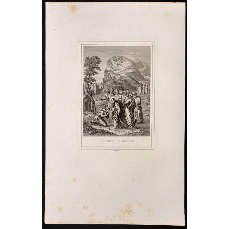 Gravure de 1853 - Guérison d'un lépreux - 1