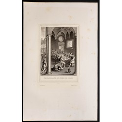 Gravure de 1853 - Lavement des pieds par Marie-Madeleine - 1