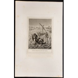 Gravure de 1853 - La Marche sur les eaux - 1