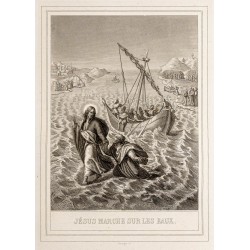 Gravure de 1853 - La Marche sur les eaux - 2