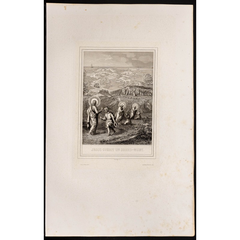 Gravure de 1853 - Guérison du sourd-muet - 1