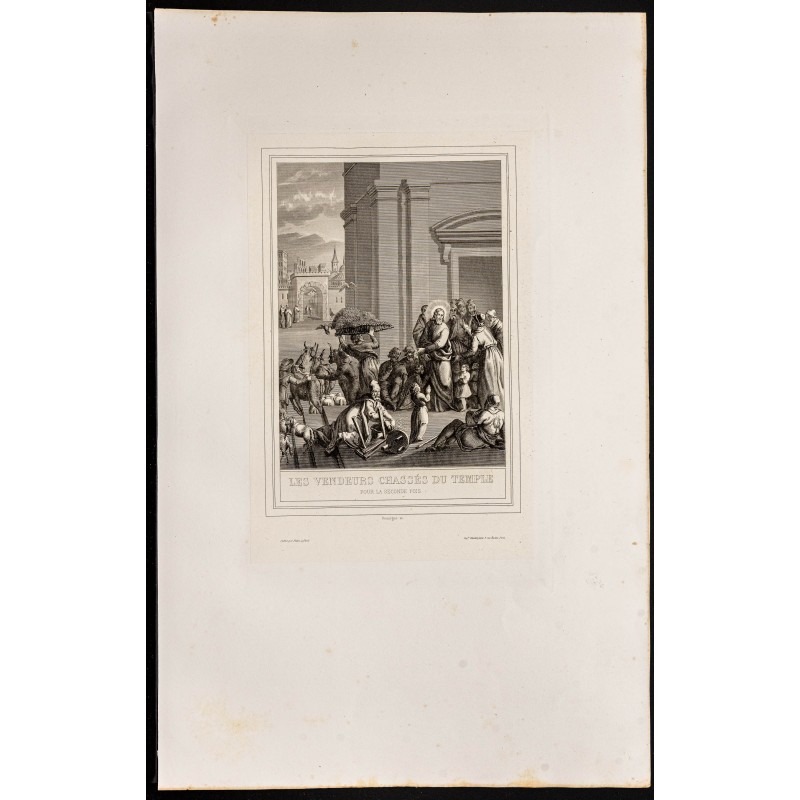 Gravure de 1853 - Les vendeurs chassés du temple - 1