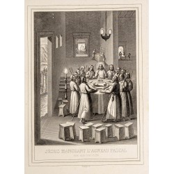 Gravure de 1853 - Jésus mangeant l'agneau pascal - 2