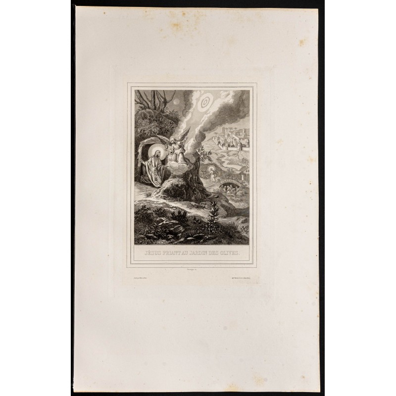 Gravure de 1853 - Agonie dans le Jardin des Oliviers - 1