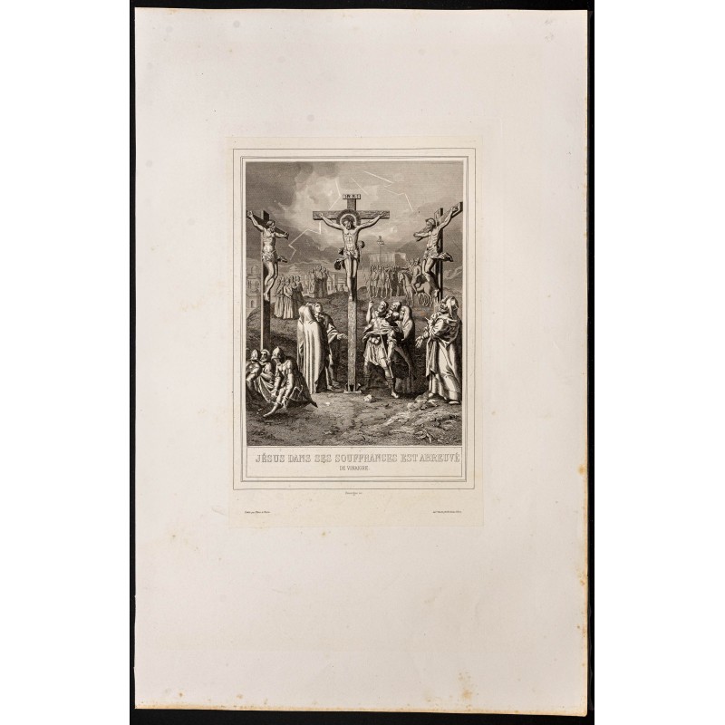 Gravure de 1853 - Jésus abreuvé de vinaigre - 1