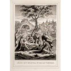 Gravure de 1853 - L'ensevelissement de Jésus - 2