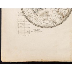 Gravure de 1843 - Mappemonde en deux hémisphères - 4