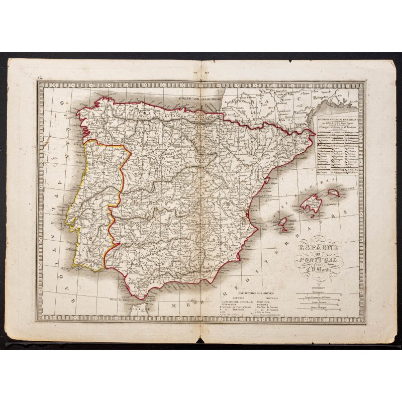 Gravure de 1850 - Espagne et Portugal - 1
