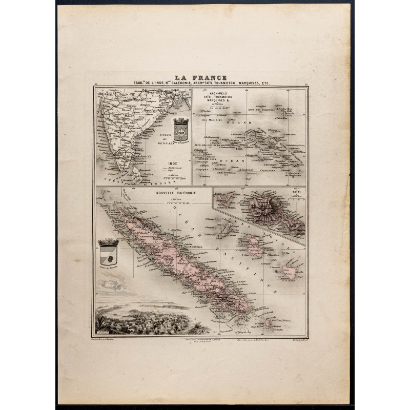 Gravure de 1889 - Indes et colonies du Pacifique - 1