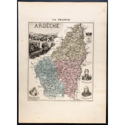 Gravure de 1889 - Département de l'Ardèche - 1