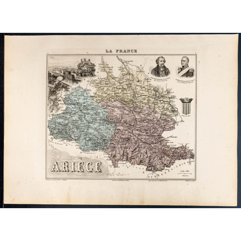 Gravure de 1889 - Département de l'Ariège - 1