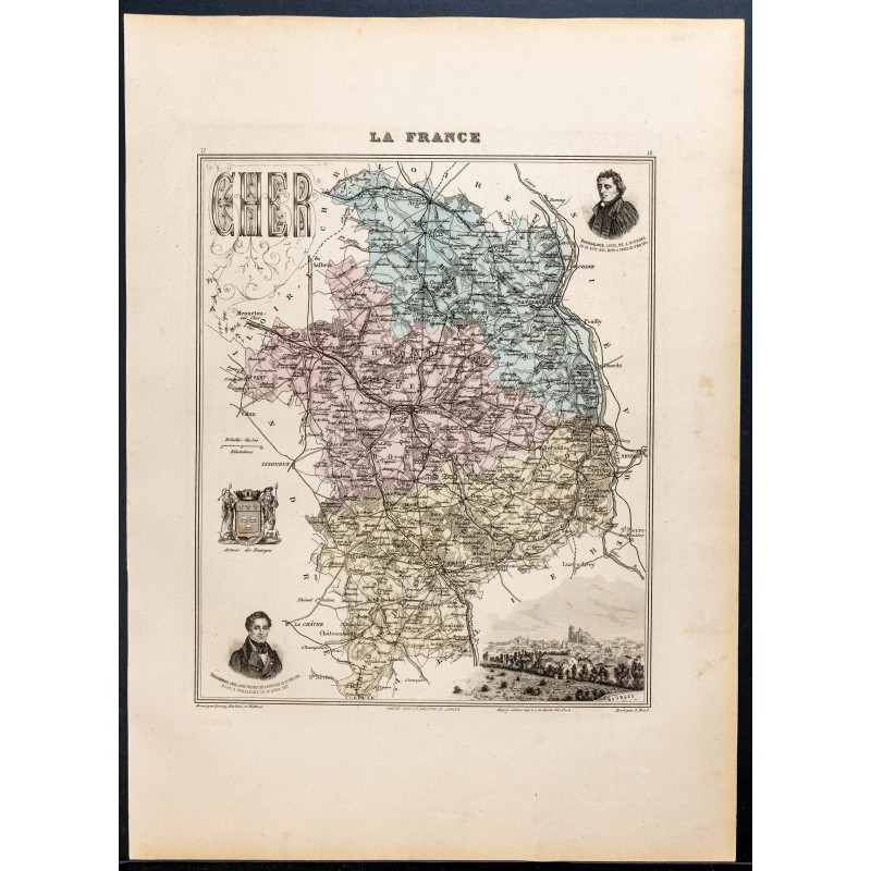 Gravure de 1889 - Département du Cher - 1