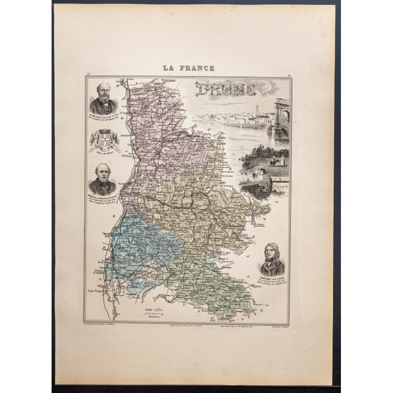 Gravure de 1889 - Département de la Drôme - 1