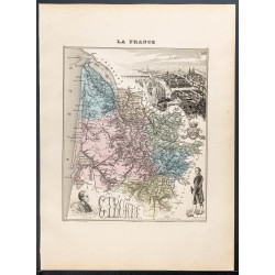Gravure de 1889 - Département de la Gironde - 1