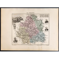 Gravure de 1889 - Département de l'Indre - 1