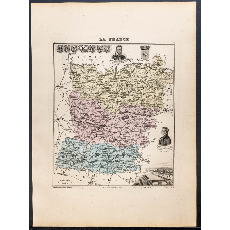Gravure de 1889 - Département de la Mayenne - 1