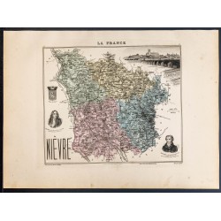 Gravure de 1889 - Département de la Nièvre - 1