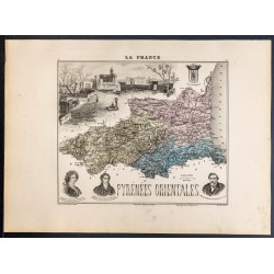 Gravure de 1889 - Département des Pyrénées orientales - 1