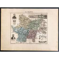 Gravure de 1889 - Département de la Saône-et-Loire - 1