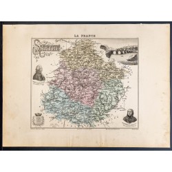 Gravure de 1889 - Département de la Sarthe - 1