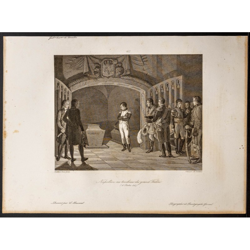 Gravure de 1841 - Napoléon sur le tombeau de Frédéric II - 1