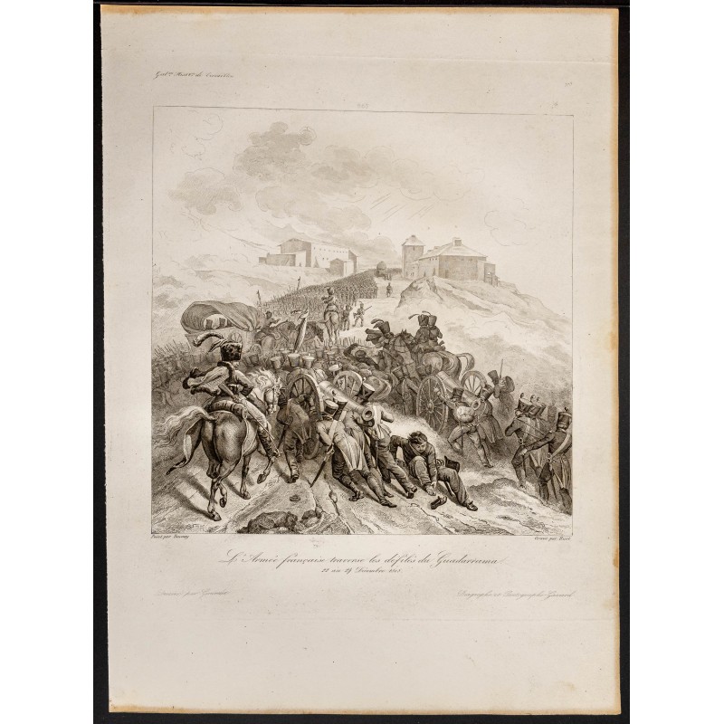 Gravure de 1841 - L'armée française traverse les défilés du Guadarrama - 1