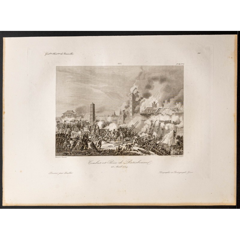 Gravure de 1841 - Bataille de Regensburg - 1